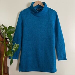 Lands' End Blue Fleece Lined Marled Sweater